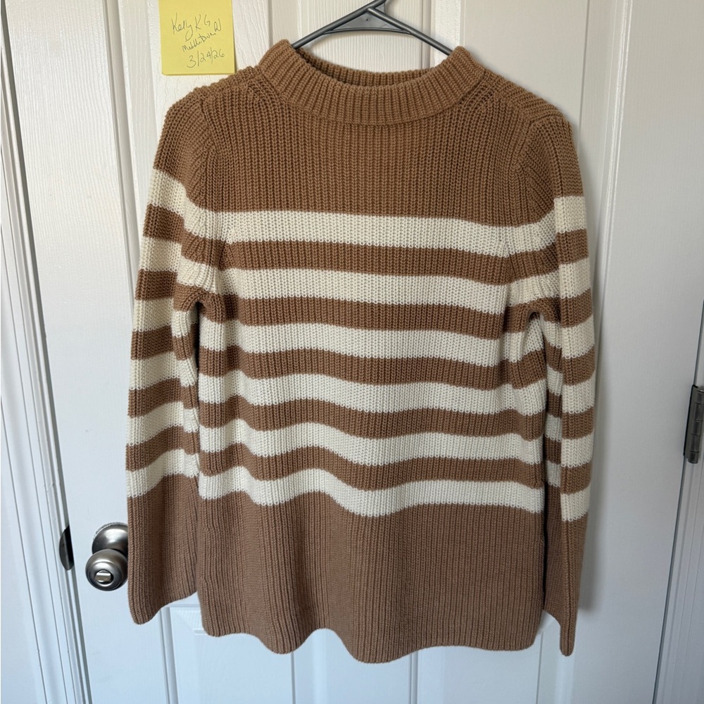 Talbots Brown and Cream Striped Knit Sweater